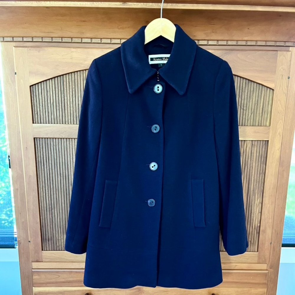 Eggplant Kristen Blake Classic Cashmere Wool Coat, Small